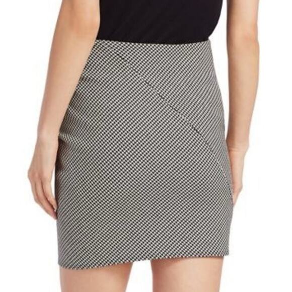 A.L.C. Jupiter Black Cream Houndstooth Ruffle Front Mini Skirt 6 - Picture 3 of 11